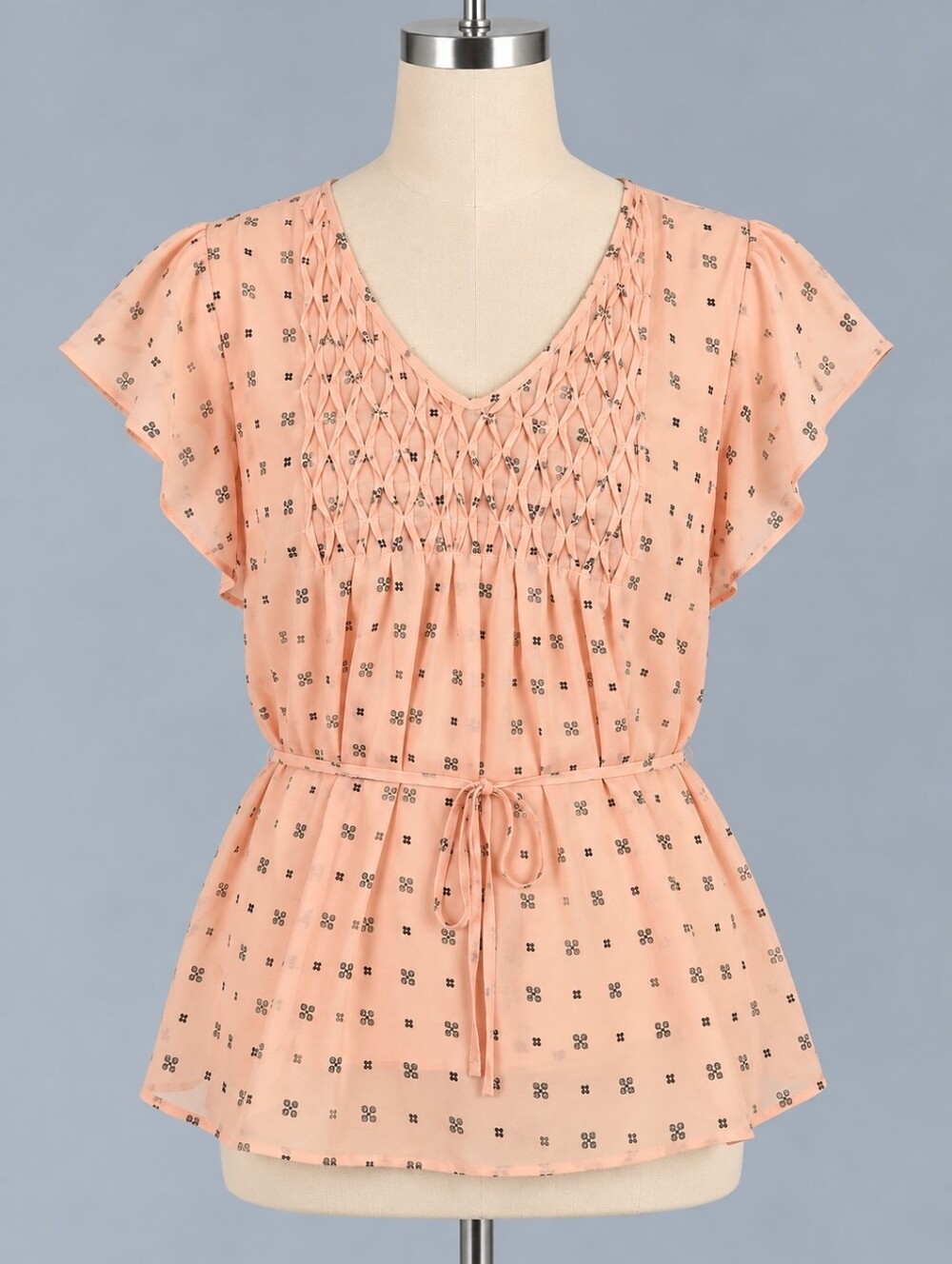 In Every Story... | Peach Flutter Sleeve Blouse